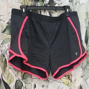 Women's Black and Pink Athletic Shorts